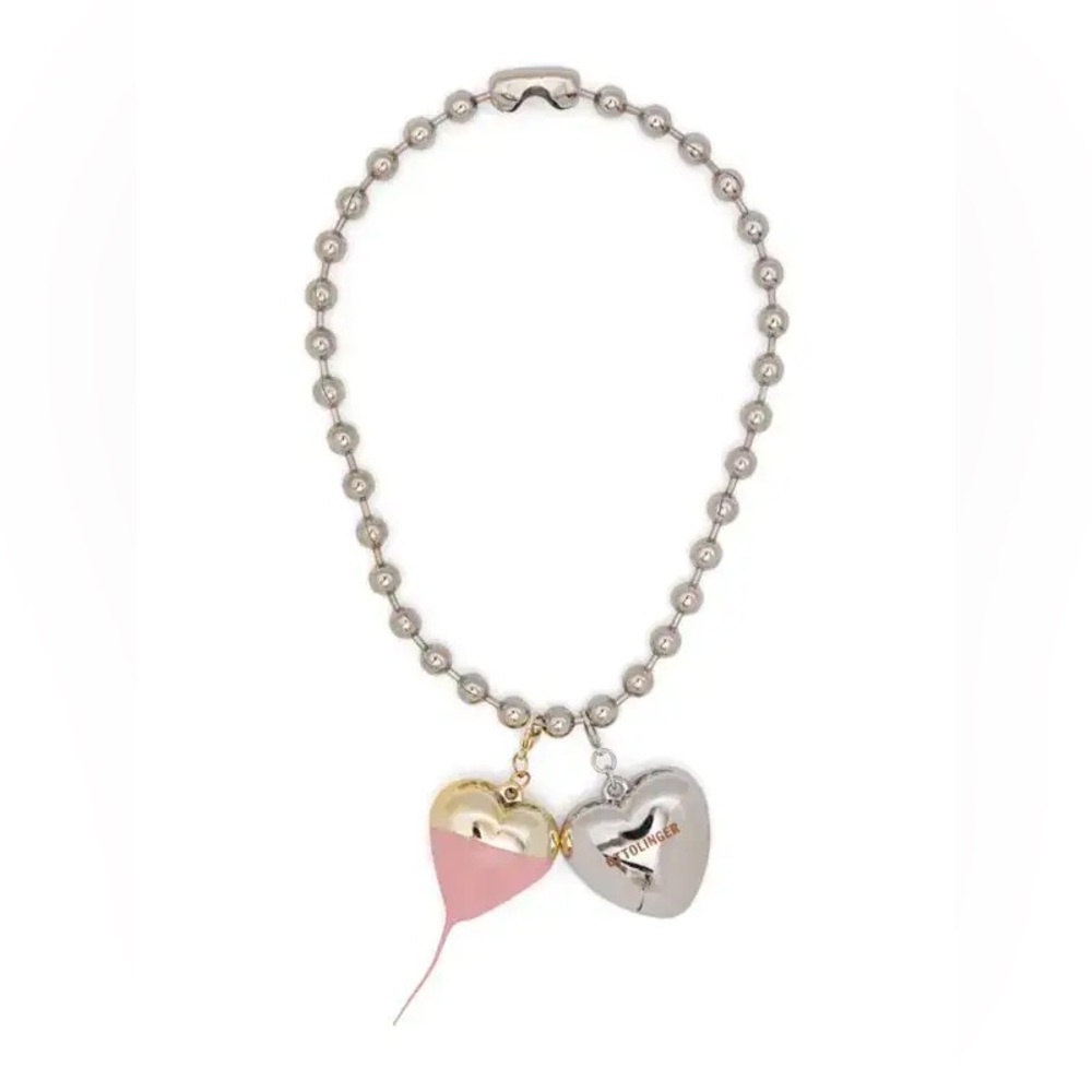 Ottolinger Otto Double Heart Silver Chain Necklace Never Worn